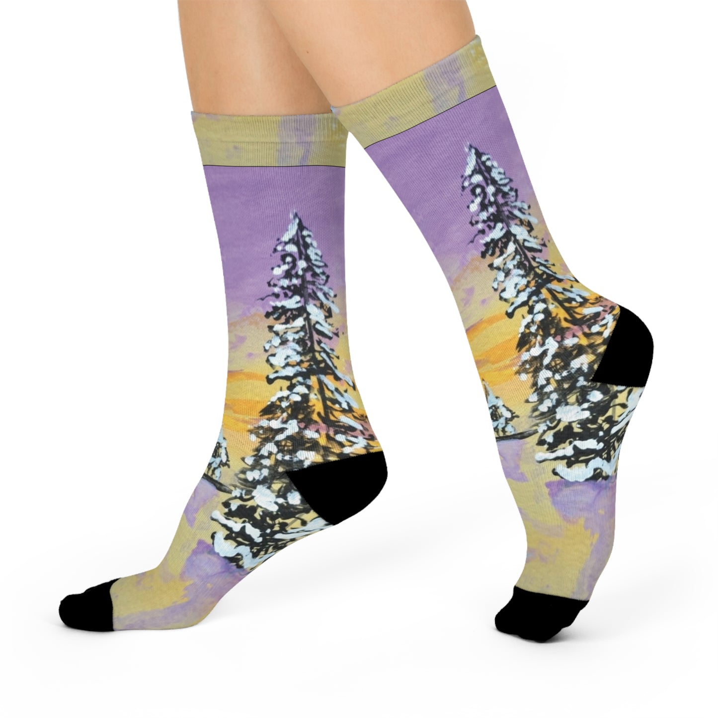 Crew Socks with Scenic Mountain Design