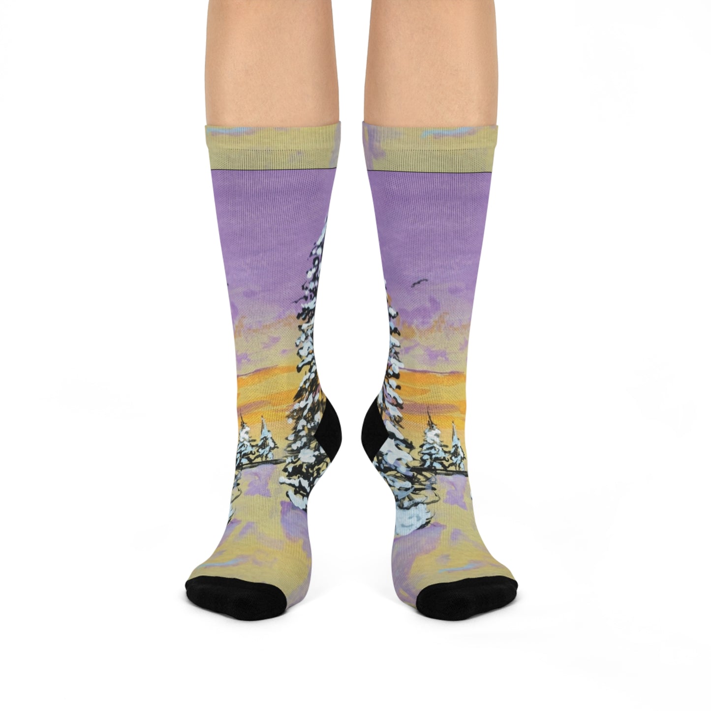 Crew Socks with Scenic Mountain Design