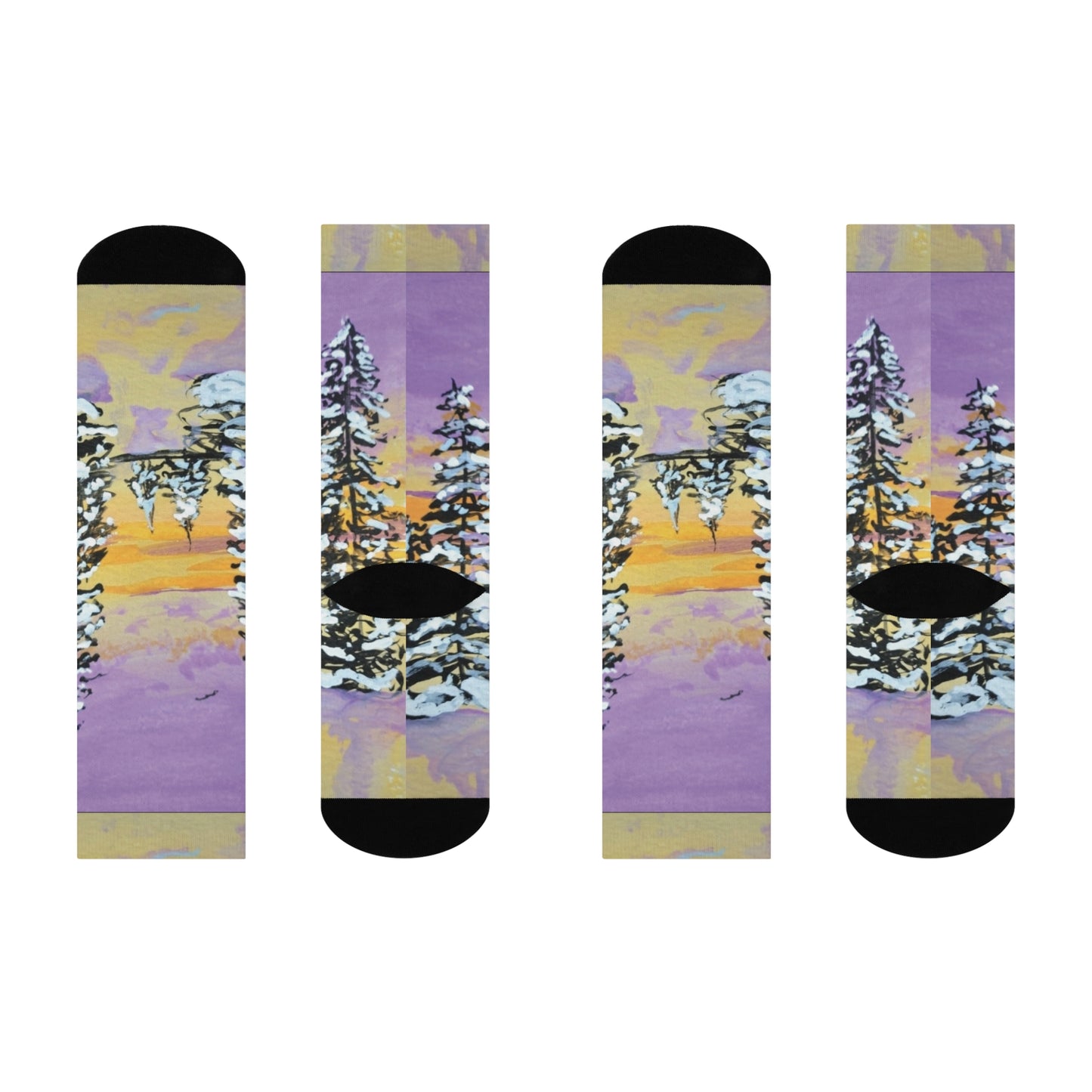 Crew Socks with Scenic Mountain Design